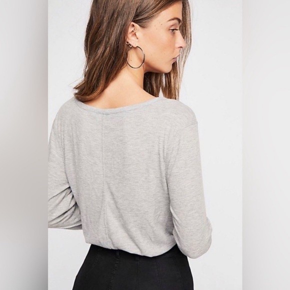 Free People Rock the boat Light Gray Long Sleeve Top - Picture 4 of 7